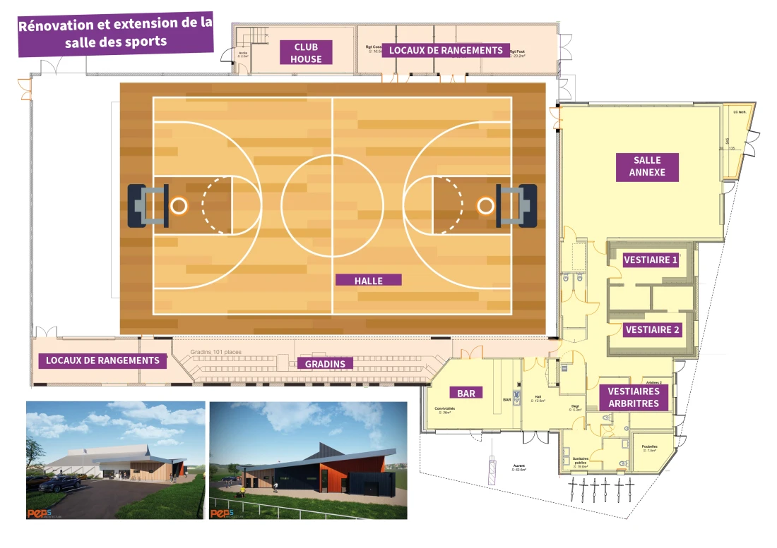 plan r&eacute;novation salle des sports Quelaines