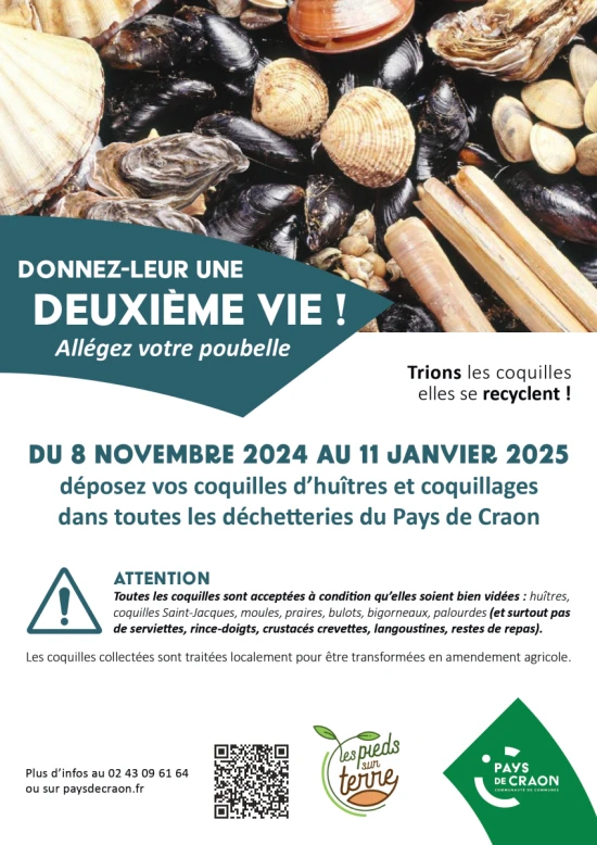 affiche collecte des coquilles de coquillages pays de craon 2025