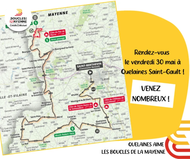 trajet Boucles de la Mayenne quelaines st gault