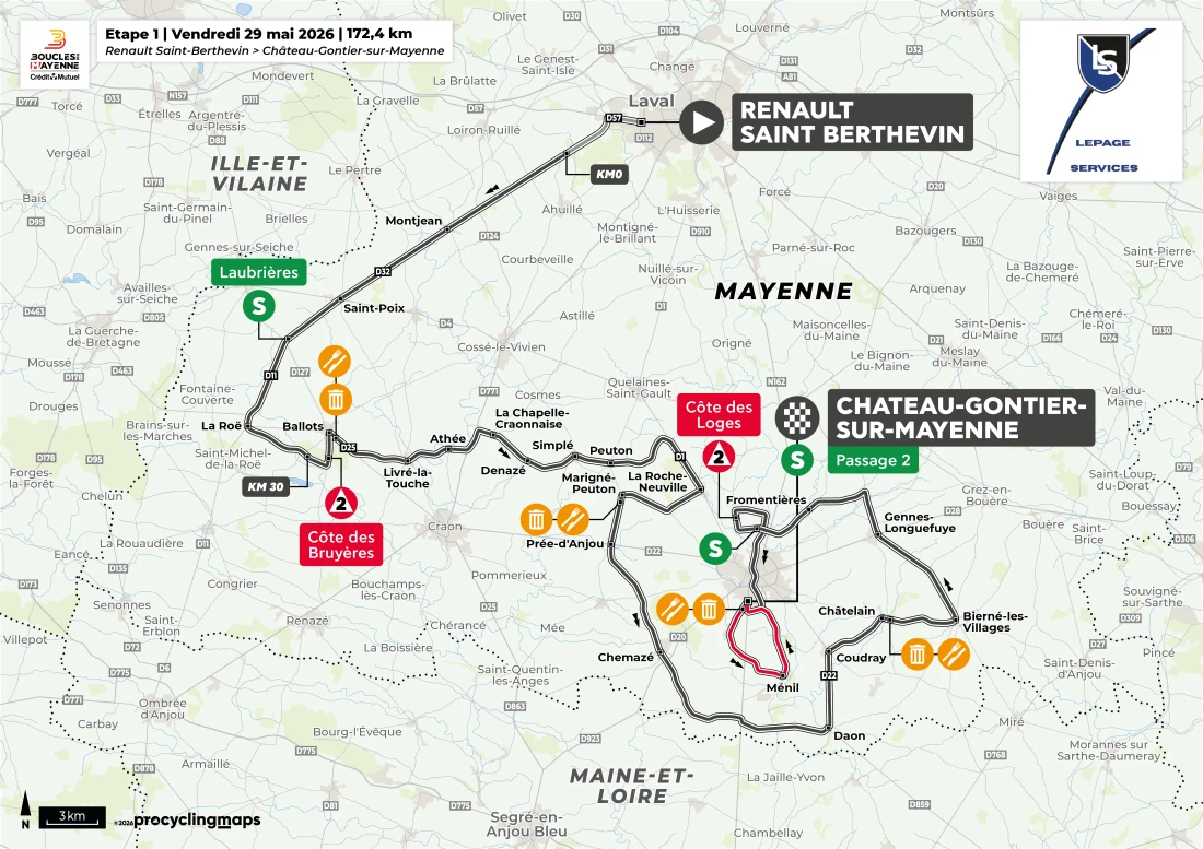 trajet Boucles de la Mayenne quelaines st gault
