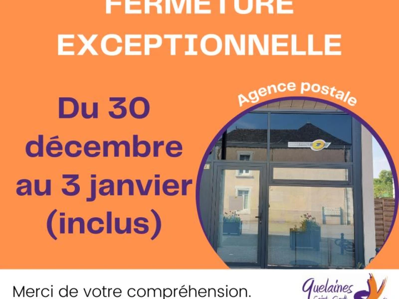 Fermeture exceptionnelle de l'Agence Postale 